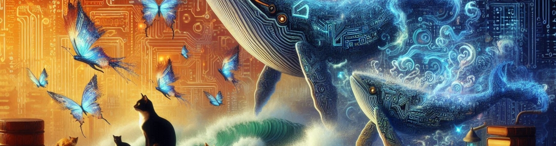 cat butterflies digital whale
